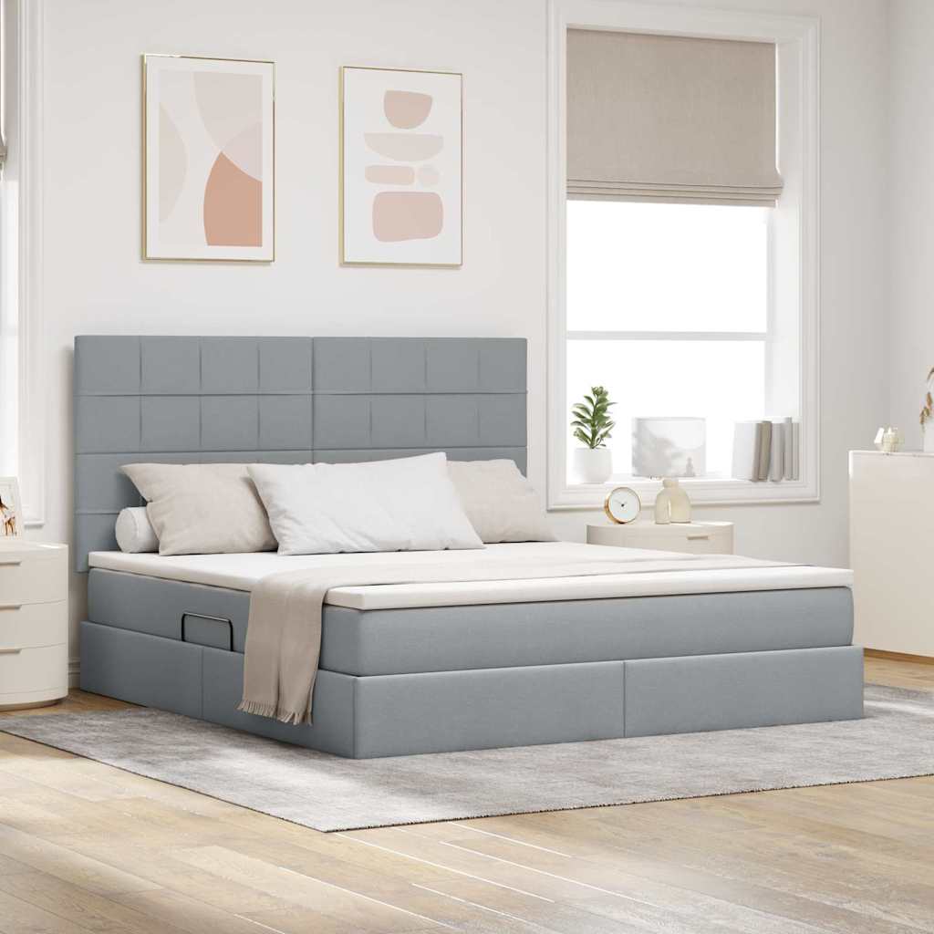 Letto con contenitore e LED con led Grigio chiaro 160 x 200 cm