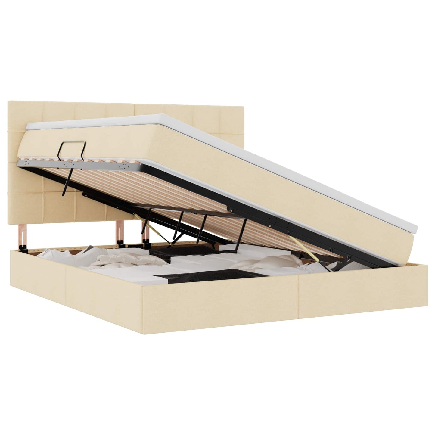 Letto con contenitore e LED Crema 160 x 200 cm Poliestere
