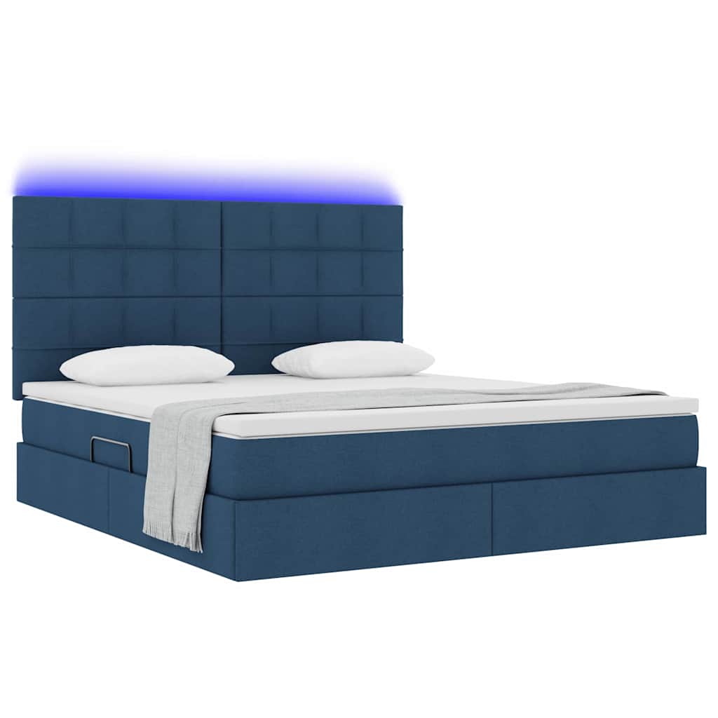 Letto con contenitore e LED con led Blu 160 x 200 cm Poliestere