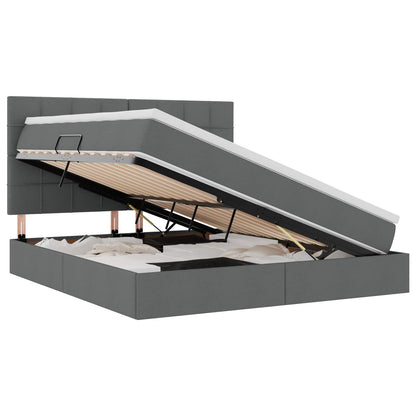 Letto con contenitore e LED con led Grigio scuro 180 x 200 cm