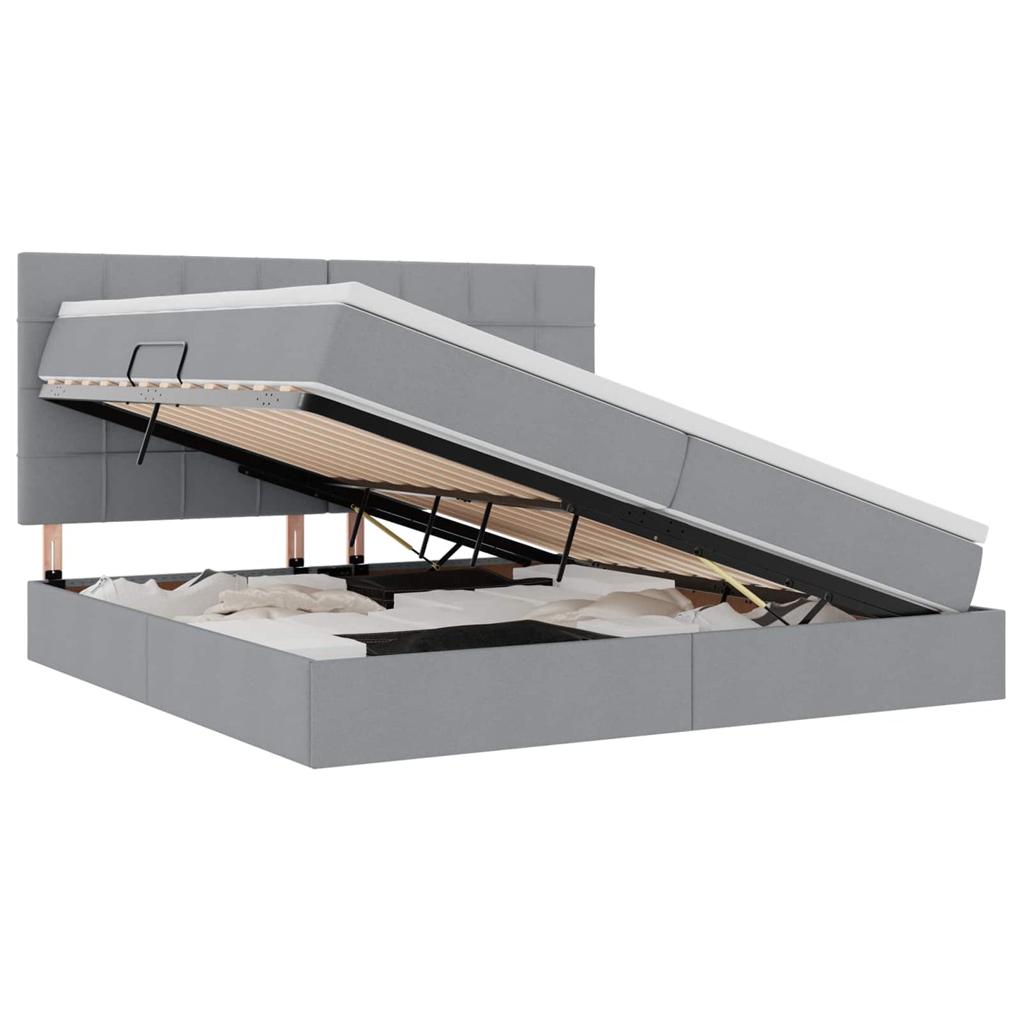 Letto con contenitore e LED con led Grigio chiaro 200 x 200 cm