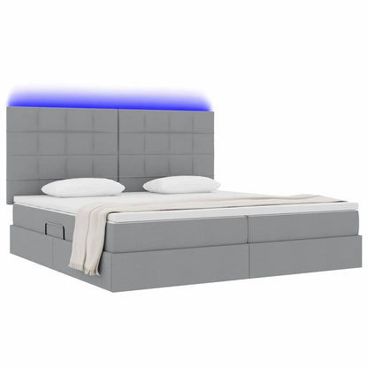 Letto con contenitore e LED con led Grigio chiaro 200 x 200 cm