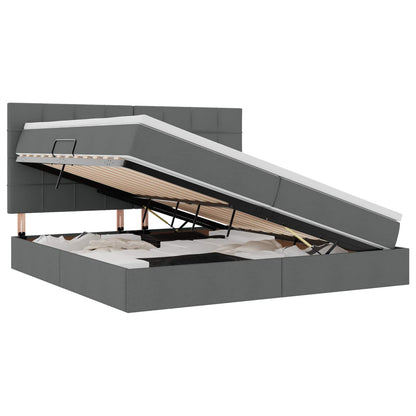 Letto con contenitore e LED con led Grigio scuro 200 x 200 cm