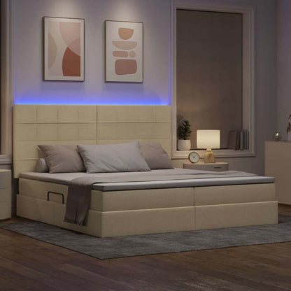 Letto con contenitore e LED Crema 200 x 200 cm Poliestere