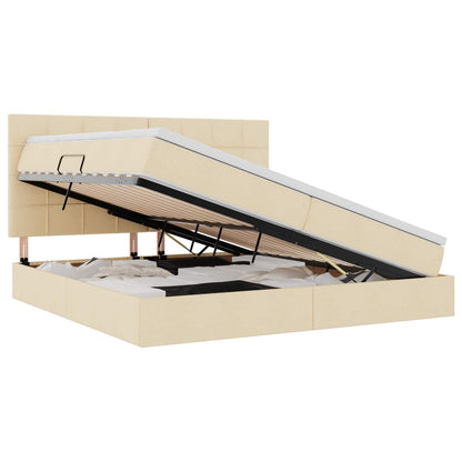 Letto con contenitore e LED Crema 200 x 200 cm Poliestere