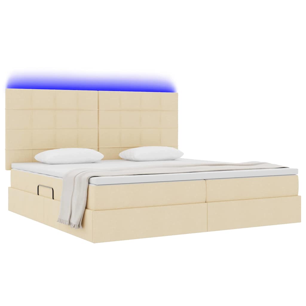 Letto con contenitore e LED Crema 200 x 200 cm Poliestere