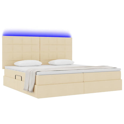 Letto con contenitore e LED Crema 200 x 200 cm Poliestere