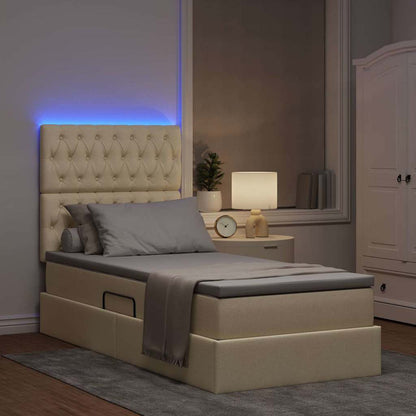 Letto con contenitore e LED Crema 90 x 190 cm Poliestere