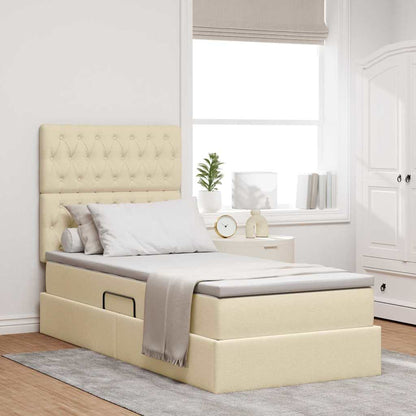 Letto con contenitore e LED Crema 90 x 190 cm Poliestere