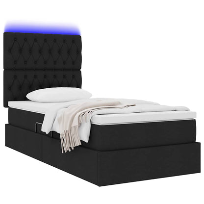 Letto con contenitore e LED con led Nero 90 x 200 cm Poliestere