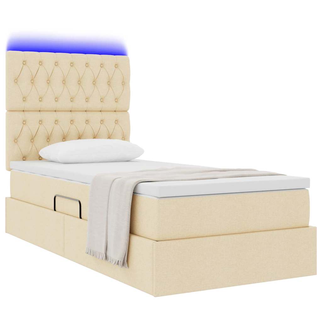 Letto con contenitore e LED Crema 90 x 200 cm Poliestere