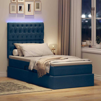 Letto con contenitore e LED con led Blu 90 x 200 cm Poliestere
