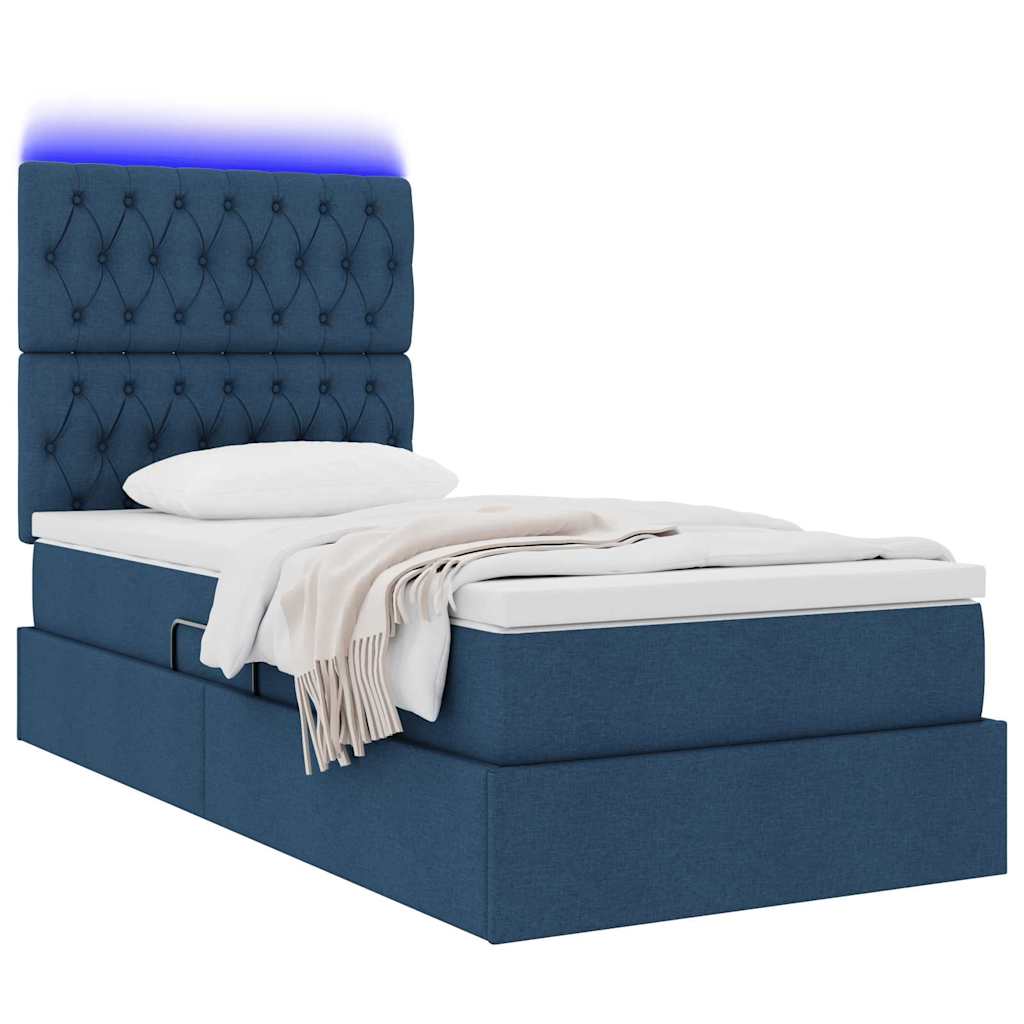 Letto con contenitore e LED con led Blu 90 x 200 cm Poliestere