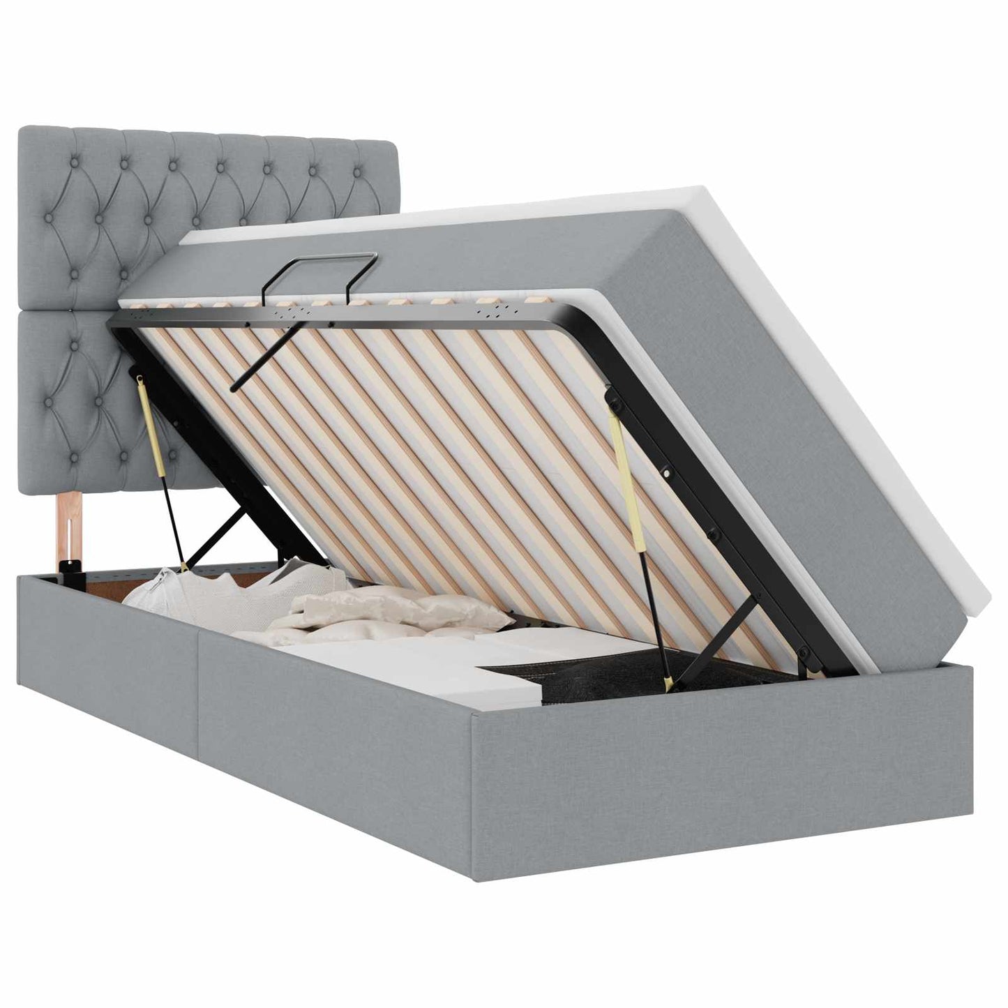 Letto con contenitore e LED con led Grigio chiaro 100 x 200 cm