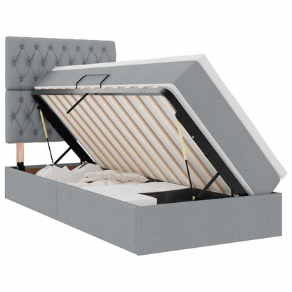 Letto con contenitore e LED con led Grigio chiaro 100 x 200 cm