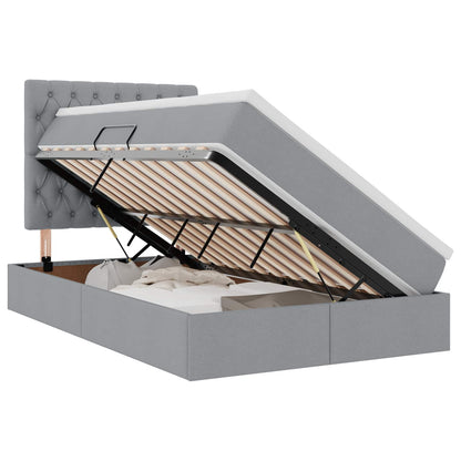 Letto con contenitore e LED con led Grigio chiaro 120 x 190 cm