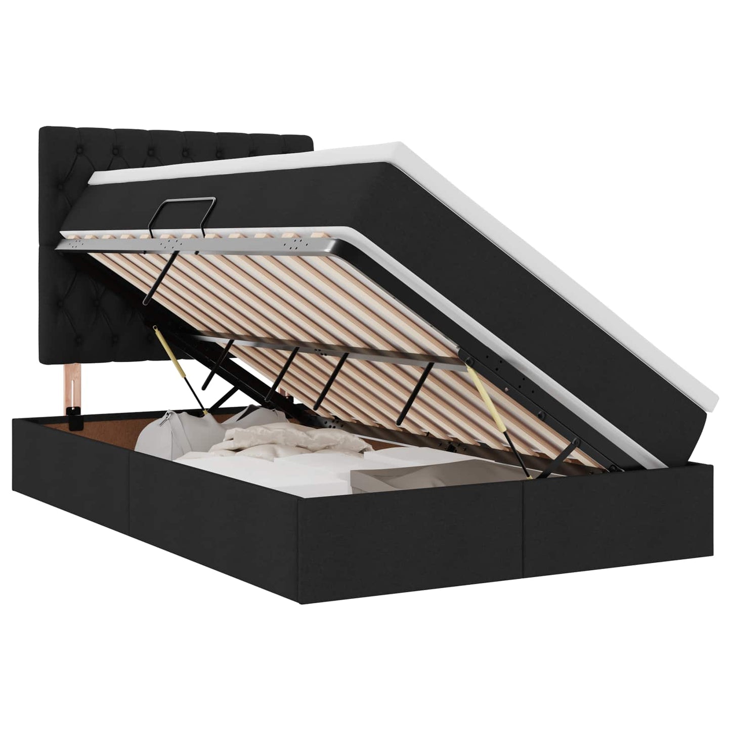 Letto con contenitore e LED Nero 120 x 190 cm Poliestere