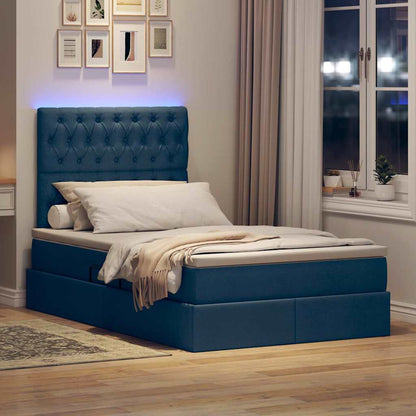 Letto con contenitore e LED con led Blu 120 x 190 cm Poliestere