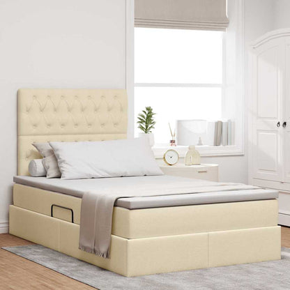 Letto con contenitore e LED Crema 120 x 200 cm Poliestere