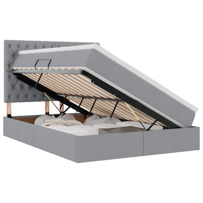 Letto con contenitore e LED con led Grigio chiaro 140 x 190 cm