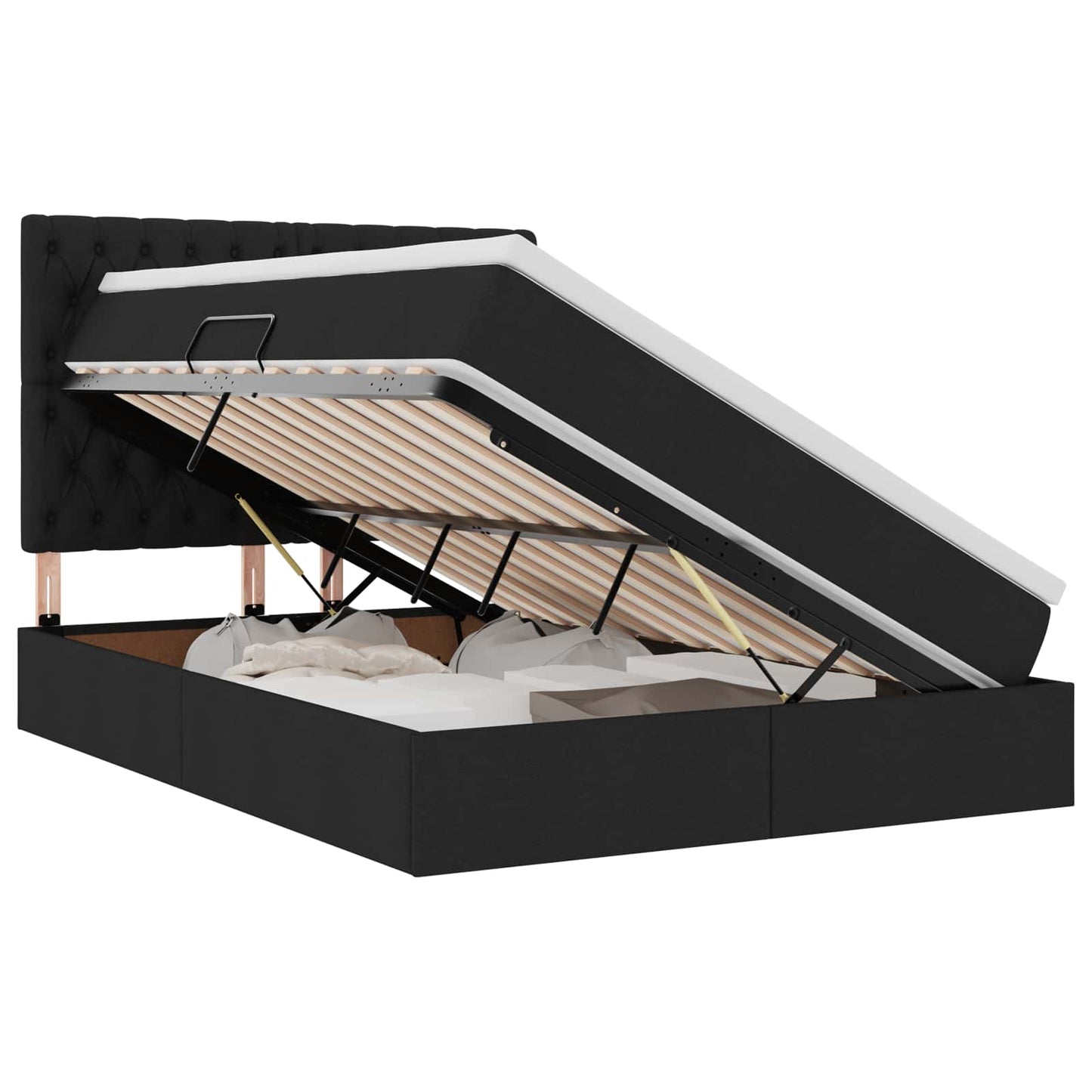 Letto con contenitore e LED Nero 140 x 190 cm Poliestere