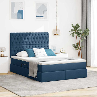 Letto con contenitore e LED con led Blu 140 x 190 cm Poliestere