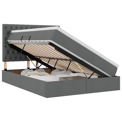 Letto con contenitore e LED con led Grigio scuro 140 x 200 cm