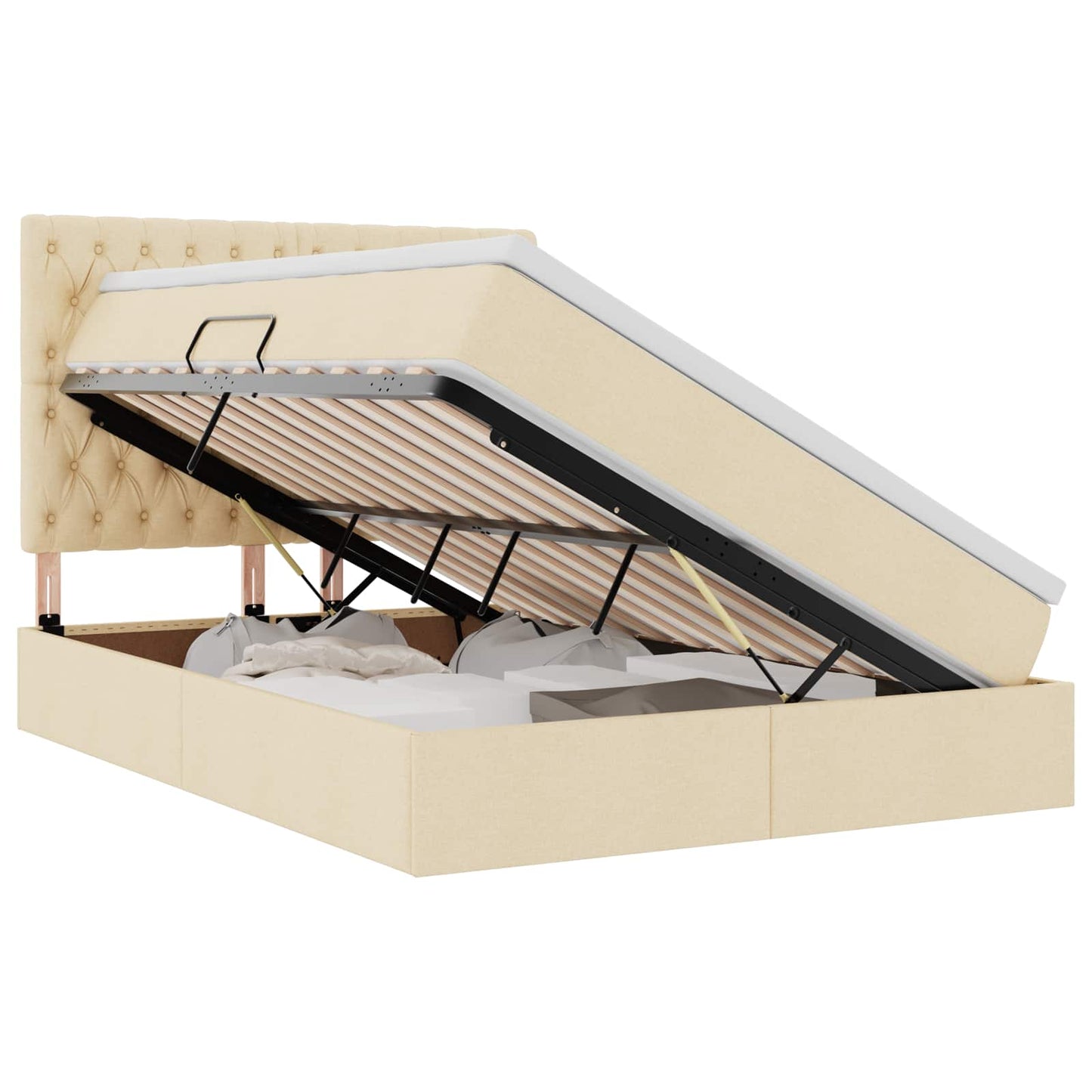 Letto con contenitore e LED Crema 140 x 200 cm Poliestere