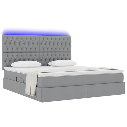 Letto con contenitore e LED con led Grigio chiaro 160 x 200 cm