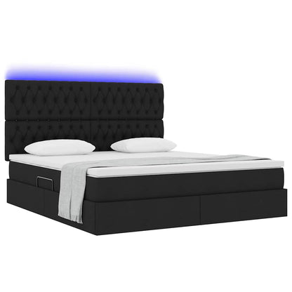 Letto con contenitore e LED Nero 160 x 200 cm Poliestere