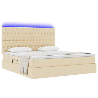 Letto con contenitore e LED Crema 160 x 200 cm Poliestere