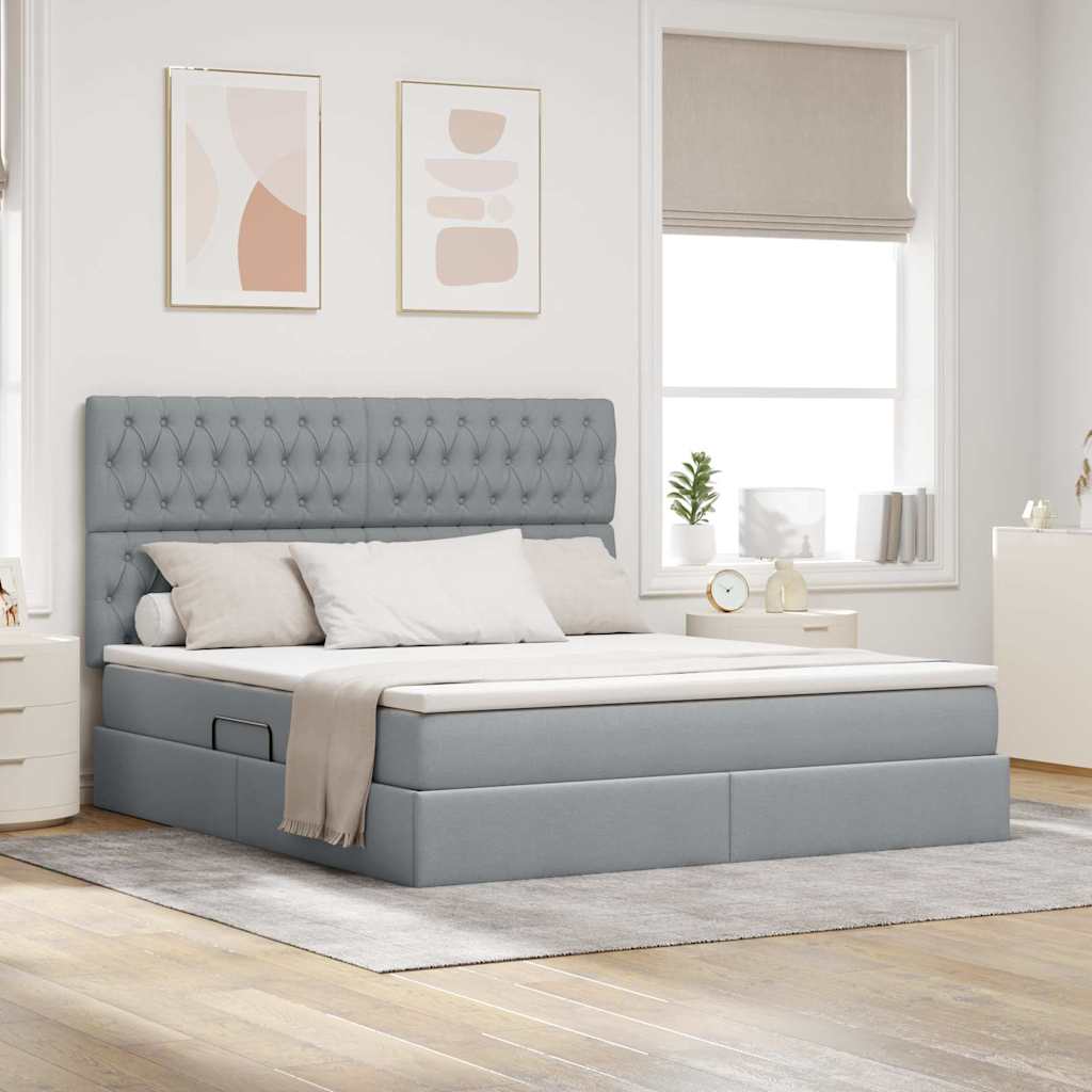Letto con contenitore e LED con led Grigio chiaro 180 x 200 cm