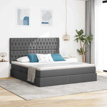 Letto con contenitore e LED con led Grigio scuro 180 x 200 cm
