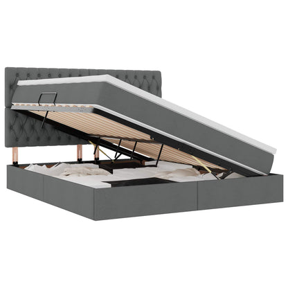 Letto con contenitore e LED con led Grigio scuro 180 x 200 cm