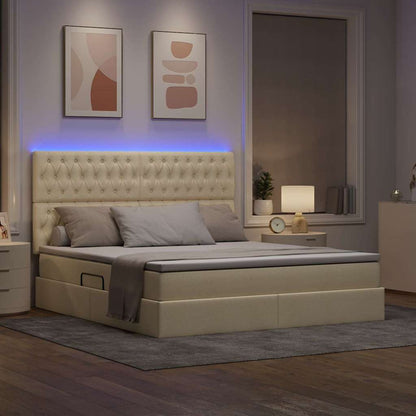 Letto con contenitore e LED Crema 180 x 200 cm Poliestere