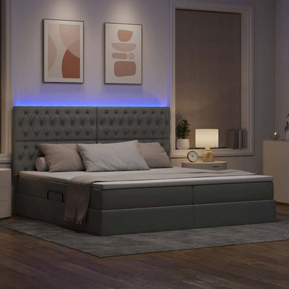 Letto con contenitore e LED con led Grigio chiaro 200 x 200 cm