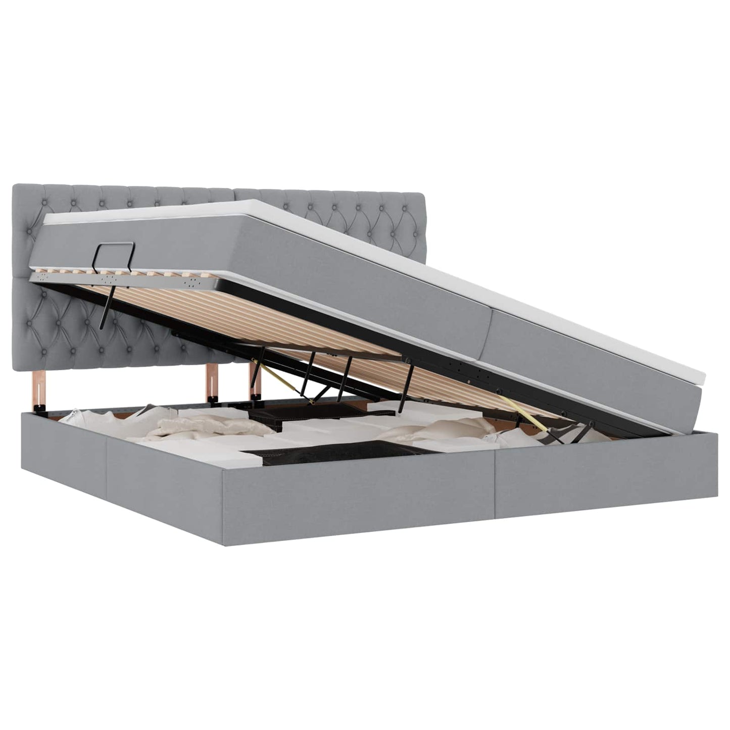 Letto con contenitore e LED con led Grigio chiaro 200 x 200 cm