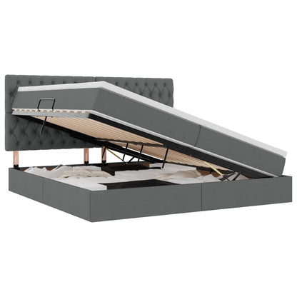 Letto con contenitore e LED con led Grigio scuro 200 x 200 cm