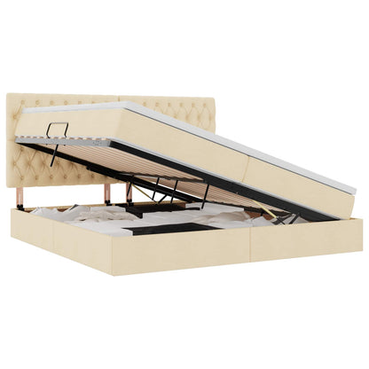 Letto con contenitore e LED Crema 200 x 200 cm Poliestere