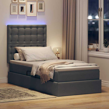 Letto con contenitore e LED Grigio scuro 90 x 190 cm Poliestere
