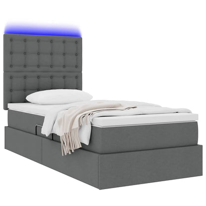 Letto con contenitore e LED Grigio scuro 90 x 190 cm Poliestere