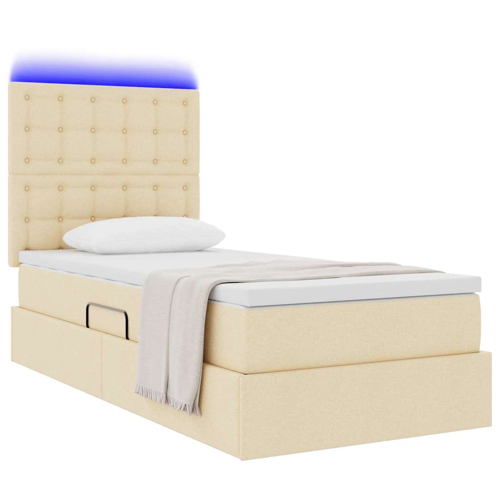 Letto con contenitore e LED Crema 90 x 200 cm Poliestere
