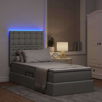 Letto con contenitore e LED con led Grigio chiaro 100 x 200 cm