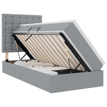 Letto con contenitore e LED con led Grigio chiaro 100 x 200 cm