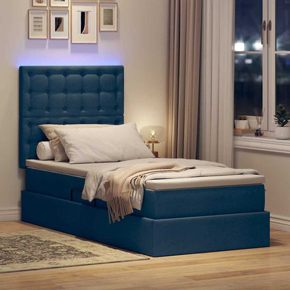 Letto con contenitore e LED con led Blu 100 x 200 cm Poliestere