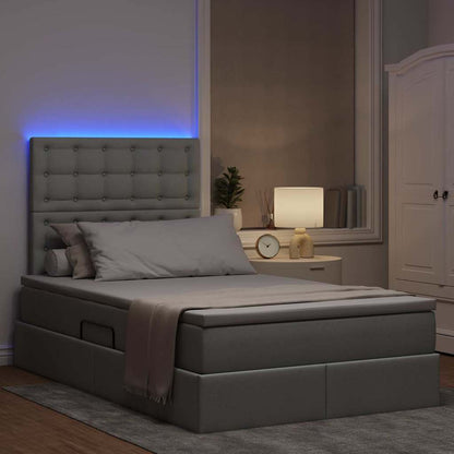 Letto con contenitore e LED con led Grigio chiaro 120 x 190 cm