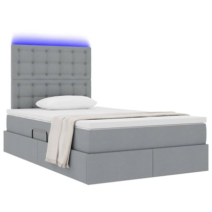 Letto con contenitore e LED con led Grigio chiaro 120 x 190 cm