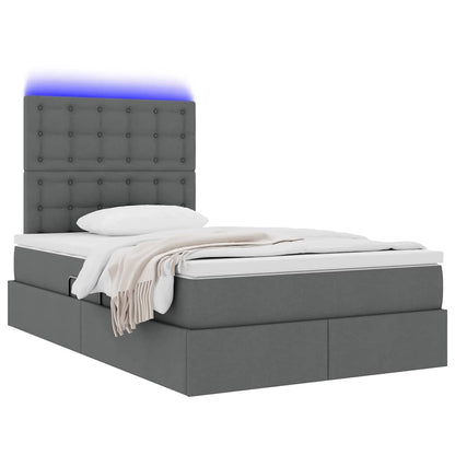 Letto con contenitore e LED con led Grigio scuro 120 x 190 cm