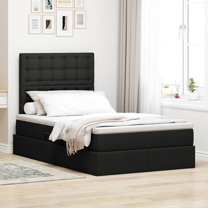Letto con contenitore e LED Nero 120 x 190 cm Poliestere