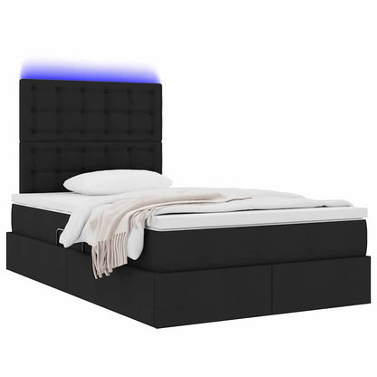 Letto con contenitore e LED Nero 120 x 190 cm Poliestere